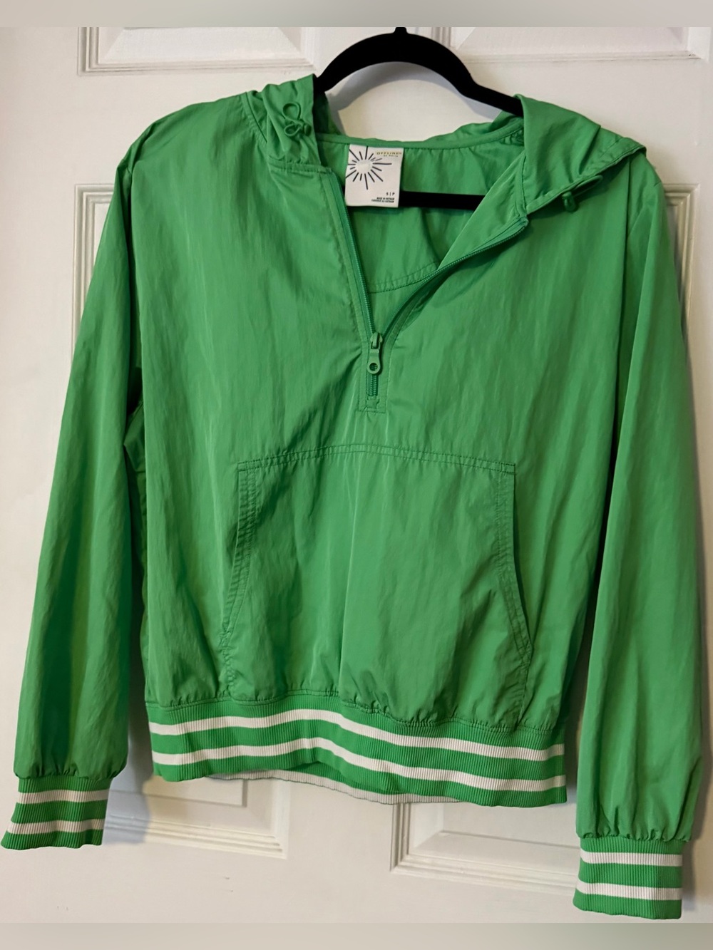 OFFLINE by Aerie Neon Green Half Zip Windbreaker Hooded Jacket Size Small